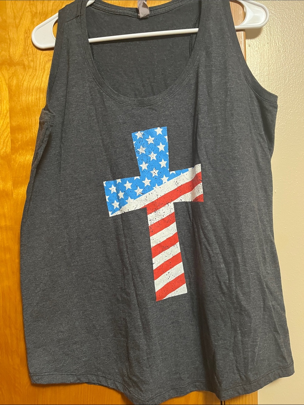 Distressed American Flag Cross Graphic Tank